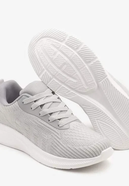 Szare Buty Sportowe Sneakersy z Tłoczonym Wzorem Amosira