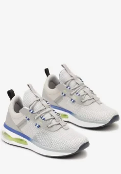 Szare Buty Sportowe Sneakersy Sznurowane z Air Podeszwą Risane