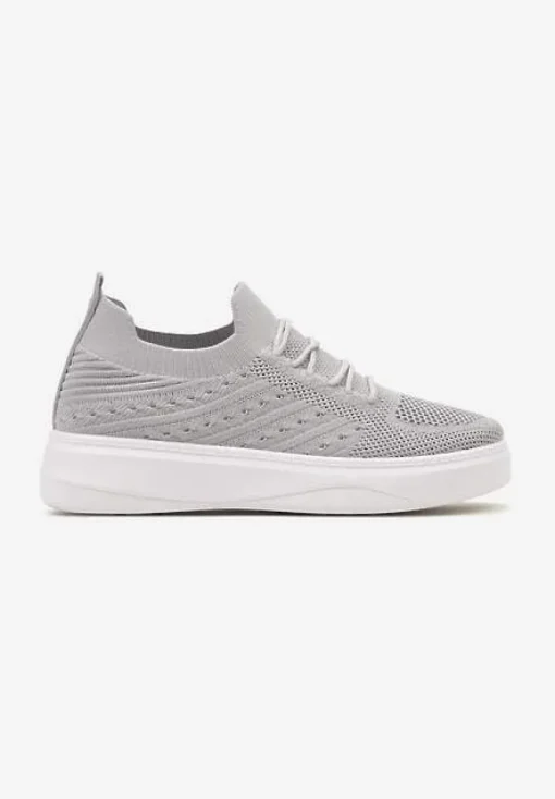 Szare Buty Sportowe z Cholewką w Skarpetkowym Stylu Timotta