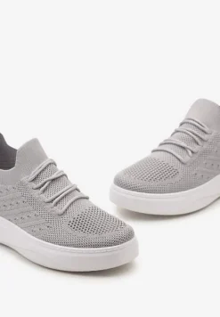 Szare Buty Sportowe z Cholewką w Skarpetkowym Stylu Timotta