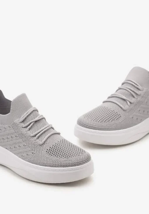 Szare Buty Sportowe z Cholewką w Skarpetkowym Stylu Timotta
