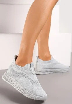 Szare Buty Sportowe ze Skarpetkową Cholewką Pinke