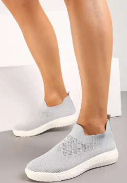 Szare Buty Sportowe ze Skarpetkową Cholewką i Ściągaczem Arnalli
