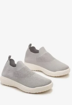 Szare Buty Sportowe ze Skarpetkową Cholewką i Ściągaczem Arnalli