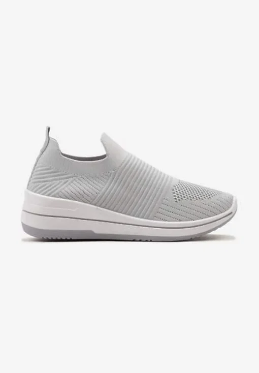 Szare Buty Sportowe ze Skarpetkową Cholewką Przed Kostkę Taalina