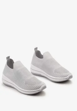 Szare Buty Sportowe ze Skarpetkową Cholewką Przed Kostkę Taalina