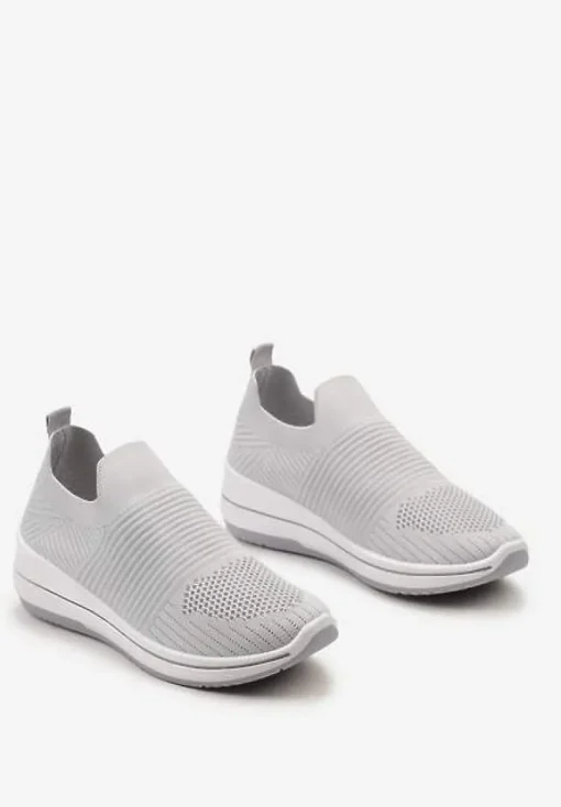 Szare Buty Sportowe ze Skarpetkową Cholewką Przed Kostkę Taalina