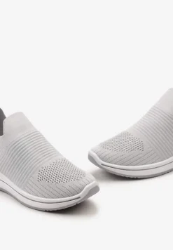 Szare Buty Sportowe ze Skarpetkową Cholewką Przed Kostkę Taalina