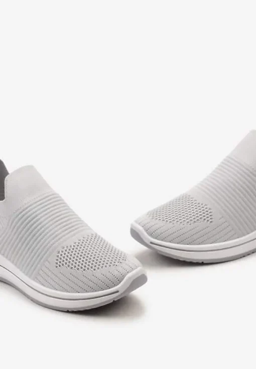 Szare Buty Sportowe ze Skarpetkową Cholewką Przed Kostkę Taalina