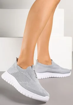 Szare Elastyczne Buty Sportowe Ozdobione Tłoczeniem Cleandra