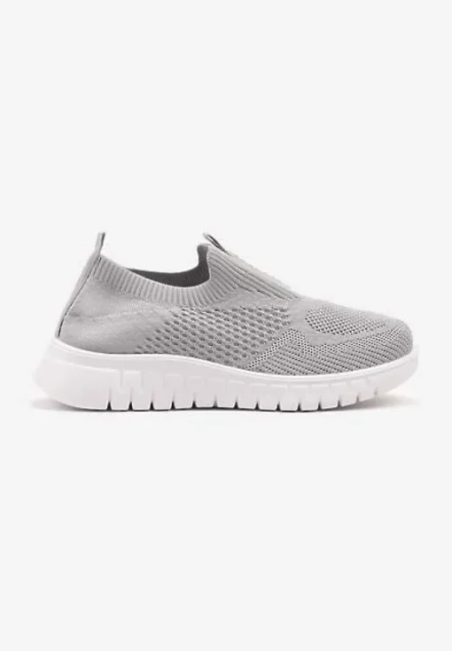 Szare Elastyczne Buty Sportowe Ozdobione Tłoczeniem Cleandra