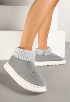 Szare Kapcie Vices na Piankowej Podeszwie z Pikowaną Cholewką Velavina