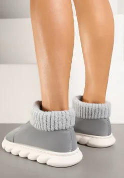 Szare Kapcie Vices na Piankowej Podeszwie z Pikowaną Cholewką Velavina
