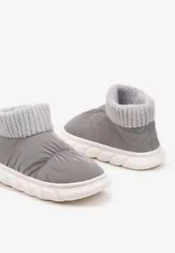 Szare Kapcie Vices na Piankowej Podeszwie z Pikowaną Cholewką Velavina