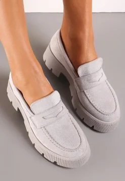 Szare Mokasyny na Grubej Podeszwie z Protektorem Misal