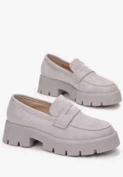 Szare Mokasyny na Grubej Podeszwie z Protektorem Misal