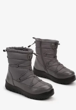 Szare Śniegowce z Futrzanym Ociepleniem i Elastycznym Ściągaczem Tinasira