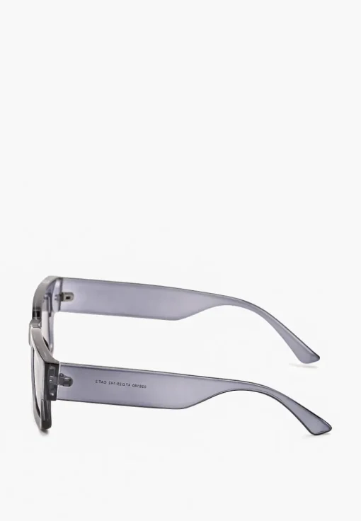 Szare Okulary Przeciwsłoneczne Wykończone Grubymi Oprawkami z Filtrem UV Elledelime