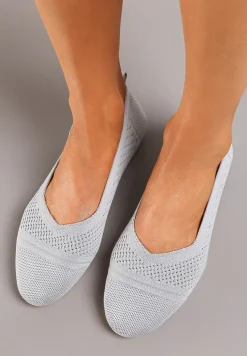 Szare Płaskie Balerinki z Siateczkowego Materiału Nelibra