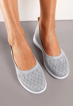 Szare Płaskie Tenisówki Zdobione Cyrkoniami Lomadia