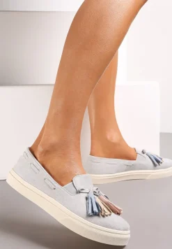 Szare Półbuty z Chwostami na Grubej Podeszwie Melana