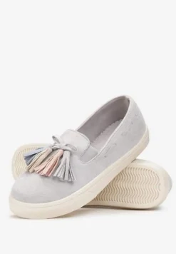 Szare Półbuty z Chwostami na Grubej Podeszwie Melana