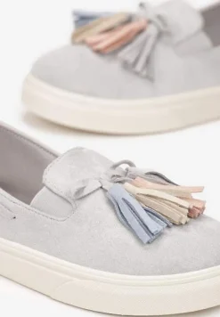 Szare Półbuty z Chwostami na Grubej Podeszwie Melana