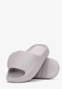 Szare Piankowe Klapki z Grubą Podeszwą i Szerokim Paskiem Zamila