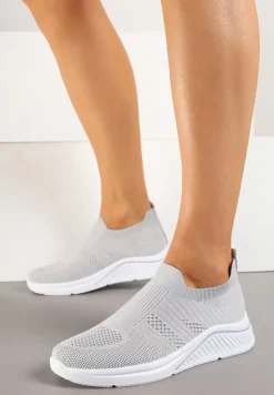Szare Siateczkowe Buty Sportowe Sneakersy o Wsuwanym Fasonie Niltewi