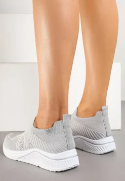 Szare Siateczkowe Buty Sportowe Sneakersy o Wsuwanym Fasonie Niltewi