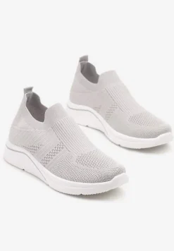 Szare Siateczkowe Buty Sportowe Sneakersy o Wsuwanym Fasonie Niltewi