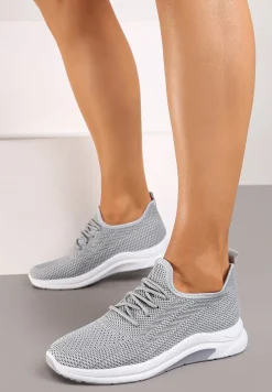 Szare Siateczkowe Buty Sportowe na Piankowej Podeszwie Linidas