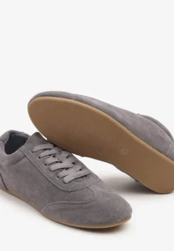 Szare Sneakersy Basic ze Skóry Naturalnej Fonariela
