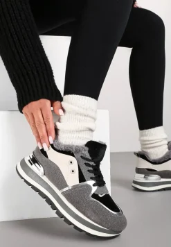 Szare Sneakersy na Zimę z Futerkowym Ociepleniem Vertiste
