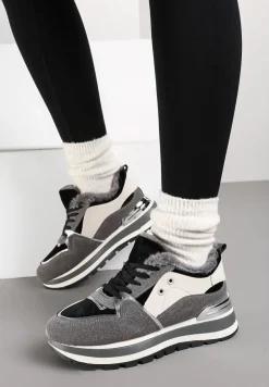 Szare Sneakersy na Zimę z Futerkowym Ociepleniem Vertiste