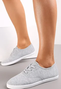 Szare Sznurowane Tenisówki Przed Kostkę Calapse