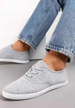 Szare Sznurowane Tenisówki Przed Kostkę Calapse