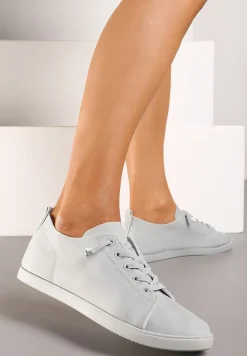 Szare Sznurowane Tenisówki z Ozdobnymi Cyrkoniami na Płaskiej Podeszwie Iiloeva