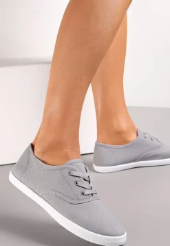 Szare Sznurowane Tenisówki Przed Kostkę Jennessa