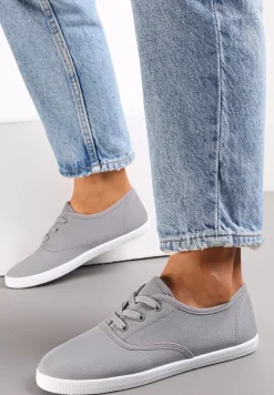 Szare Sznurowane Tenisówki Przed Kostkę Jennessa