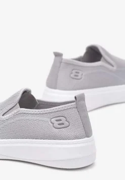 Szare Tenisówki na Platformie bez Zapięcia Ozdobione z Przodu Perforacją Prinesa