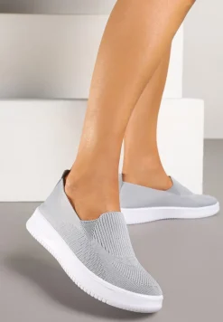 Szare Tenisówki Ozdobione Siateczkową Cholewką Eraniletia