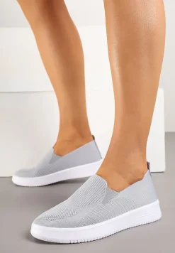 Szare Tenisówki Ozdobione Siateczkową Cholewką Eraniletia