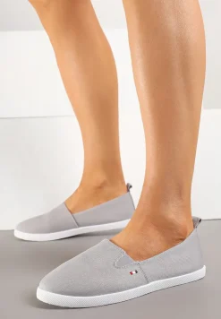 Szare Tenisówki Vices Basic z Materiałowymi Gumkami Aretela