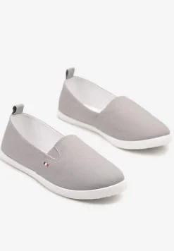 Szare Tenisówki Vices Basic z Materiałowymi Gumkami Aretela