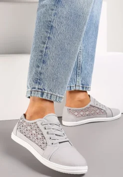 Szare Tenisówki z Ażurowymi Wstawkami Po Bokach Salessa