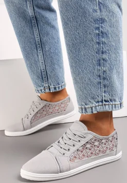 Szare Tenisówki z Ażurowymi Wstawkami Po Bokach Salessa