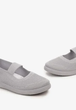 Szare Tenisówki z Elastycznym Paskiem i Siateczkową Cholewką Dilvena