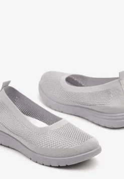 Szare Tenisówki z Elastyczną Cholewką Avisine