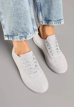 Szare Tenisówki z Perforowaną Cholewką Ellivene
